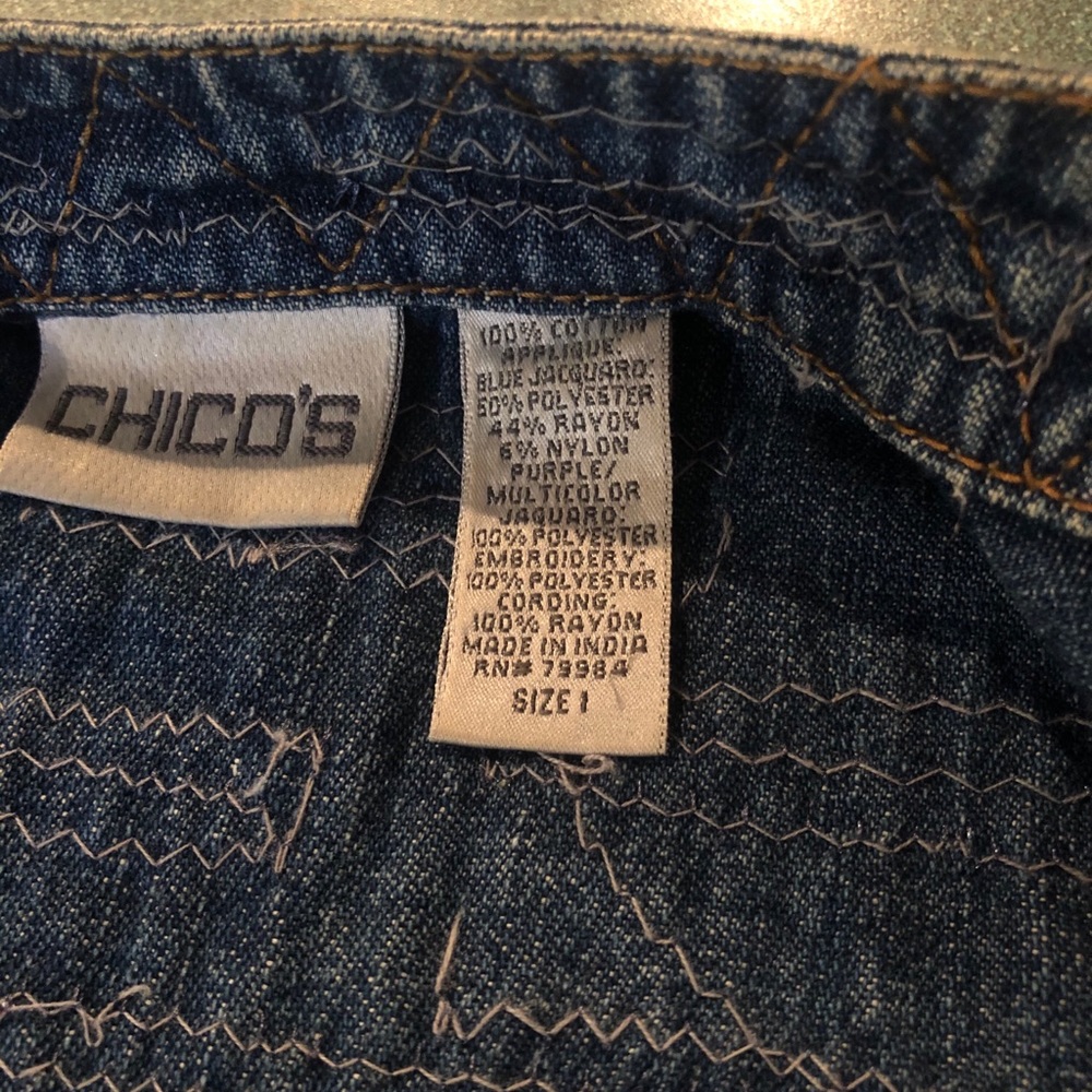Boho jeans jacket unique denim jackets colorful jean jacket size Medium - Picture 5 of 8